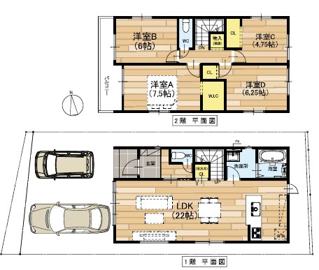 高槻市富田町　第1期　2号地  間取図・土地図