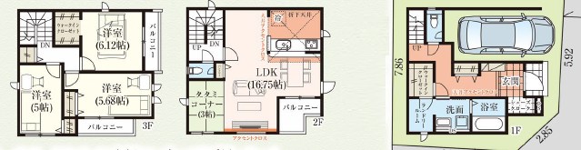 堺市美原区北余部 間取図・土地図