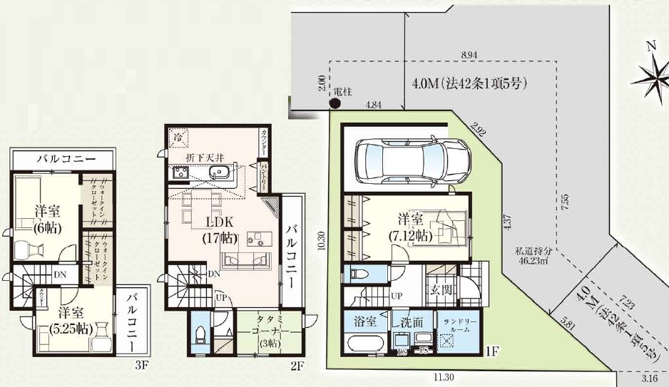 門真市千石西町　 間取図・土地図
