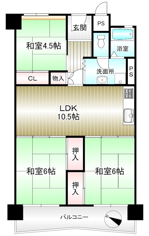 泉北若松台ＡＢ住宅2号棟 間取り図