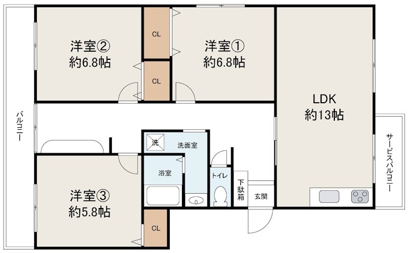 泉北原山台第２次団地　３号棟 間取り図