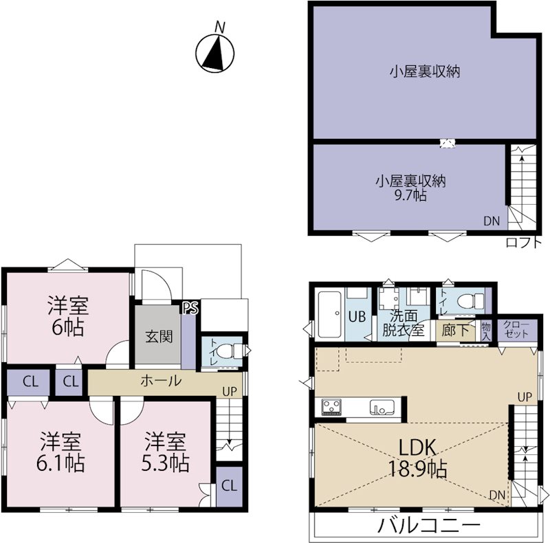 多摩市聖ヶ丘3丁目 間取り図