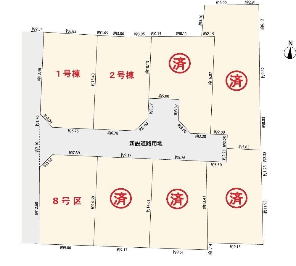 全８区画の開発分譲地。閑静な住宅街に位置しています。徒歩５分圏内に小学校・中学校・保育園・公園などが揃い、子育て世帯にもお勧めです。 （1号区） その他