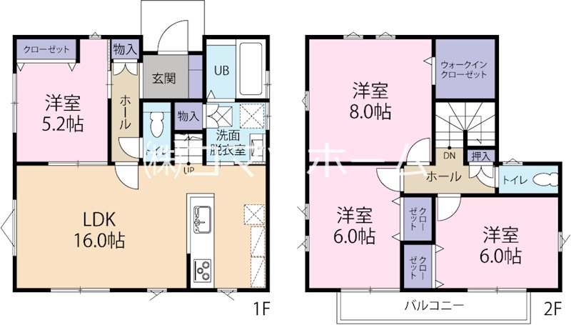 全８区画の開発分譲地。閑静な住宅街に位置しています。徒歩５分圏内に小学校・中学校・保育園・公園などが揃い、子育て世帯にもお勧めです。 （6号区）   間取り図