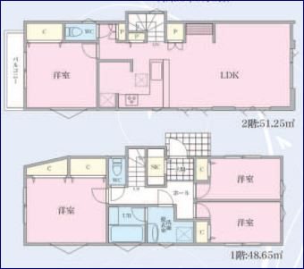 川崎市麻生区五力田3丁目　Ａ号棟 間取り図