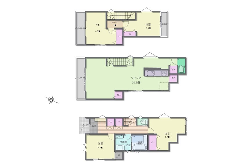 多摩市貝取　新築分譲住宅　2号棟 間取り図