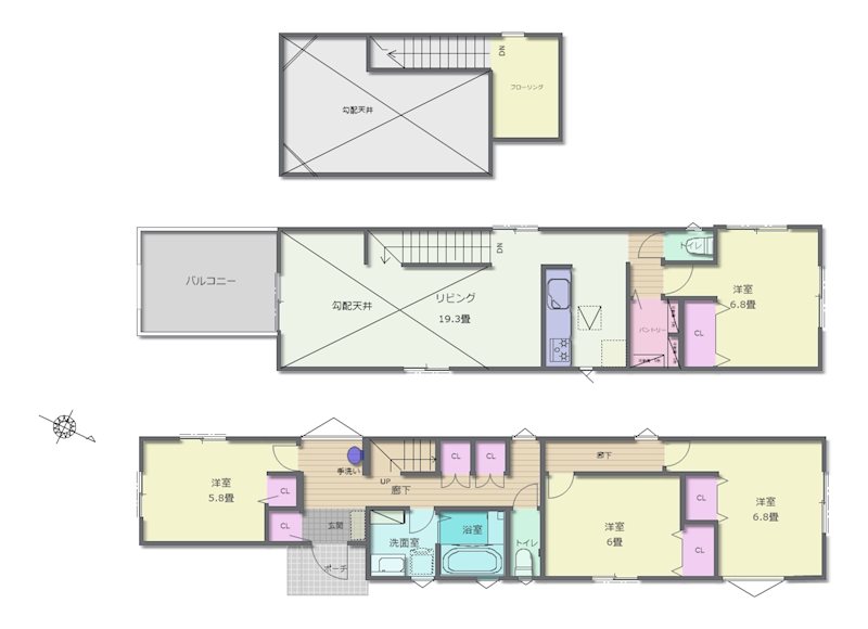 多摩市貝取　新築分譲住宅　１号棟 間取り図