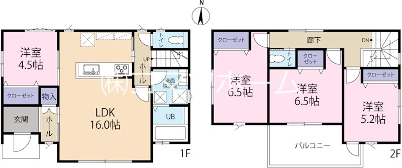 全８区画の開発分譲地。閑静な住宅街に位置しています。徒歩５分圏内に小学校・中学校・保育園・公園などが揃い、子育て世帯にもお勧めです。 （3号棟）  間取り図