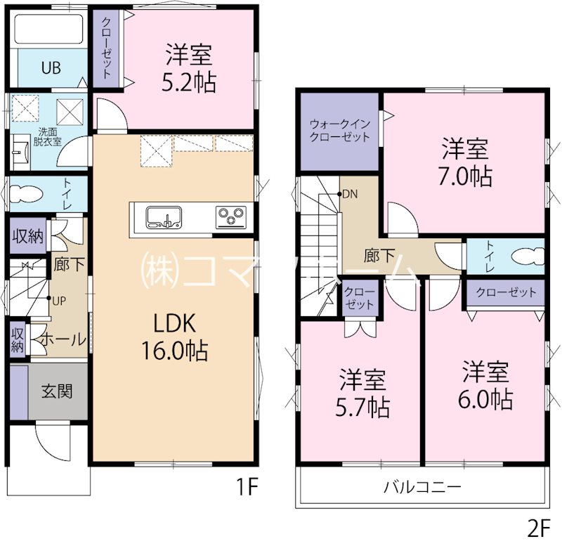 全８区画の開発分譲地。閑静な住宅街に位置しています。徒歩５分圏内に小学校・中学校・保育園・公園などが揃い、子育て世帯にもお勧めです。 （4号棟） 間取り図