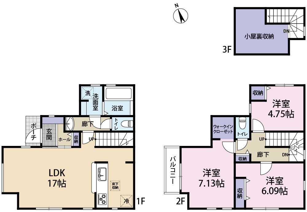 多摩市落川　新築戸建 間取り図