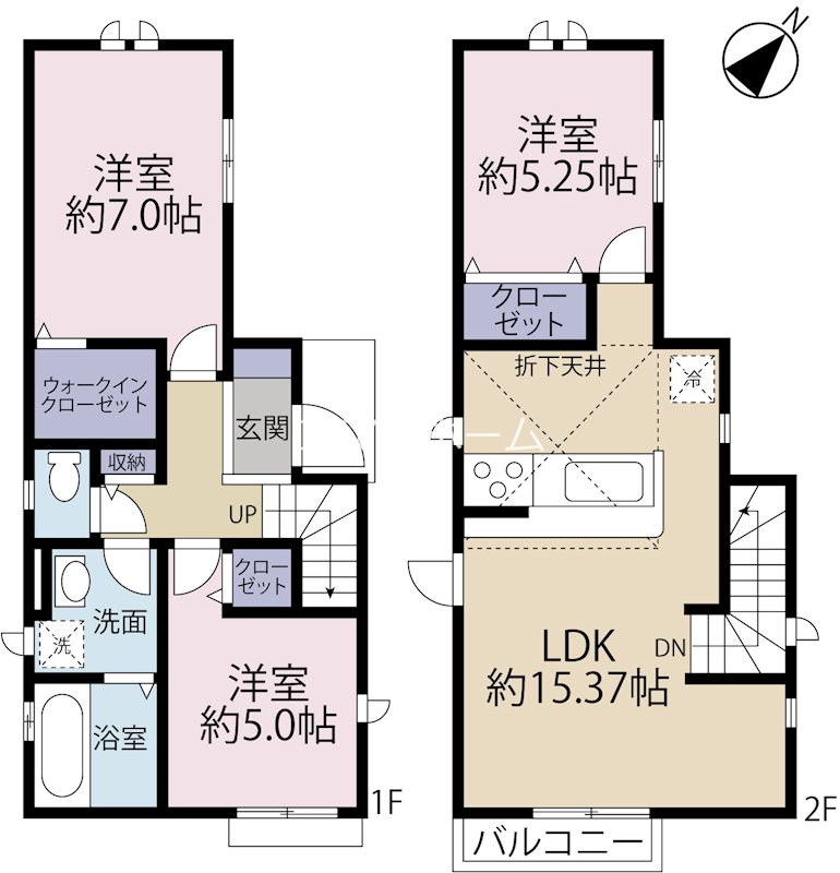 日野市旭が丘7期　1号棟 間取り図