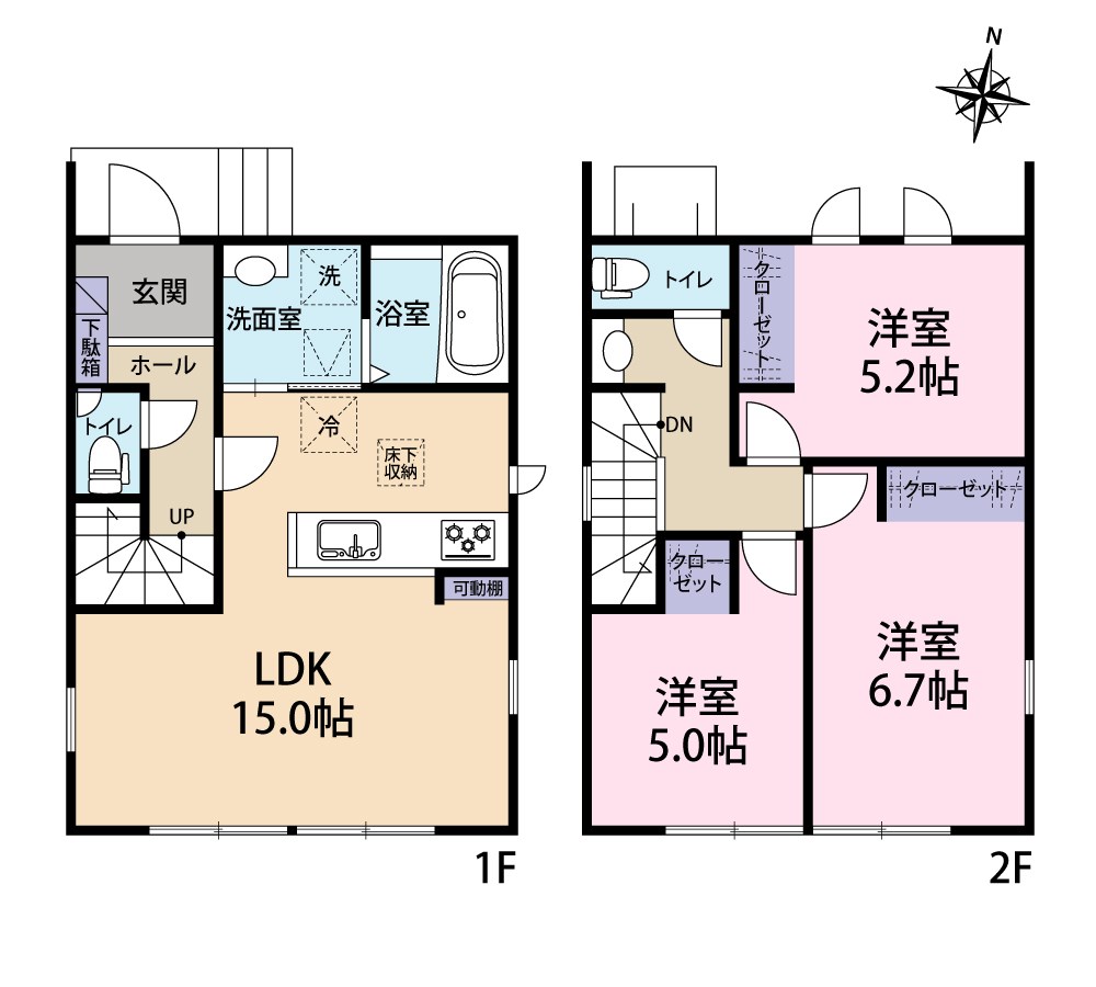 多摩市一ノ宮4丁目24-1期　2号棟 間取り図