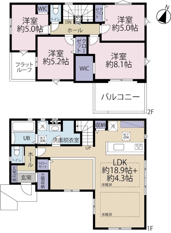 八王子市下柚木1期　1号棟 間取り図