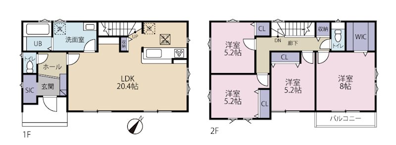 八王子市打越町3期　1号棟 間取り図