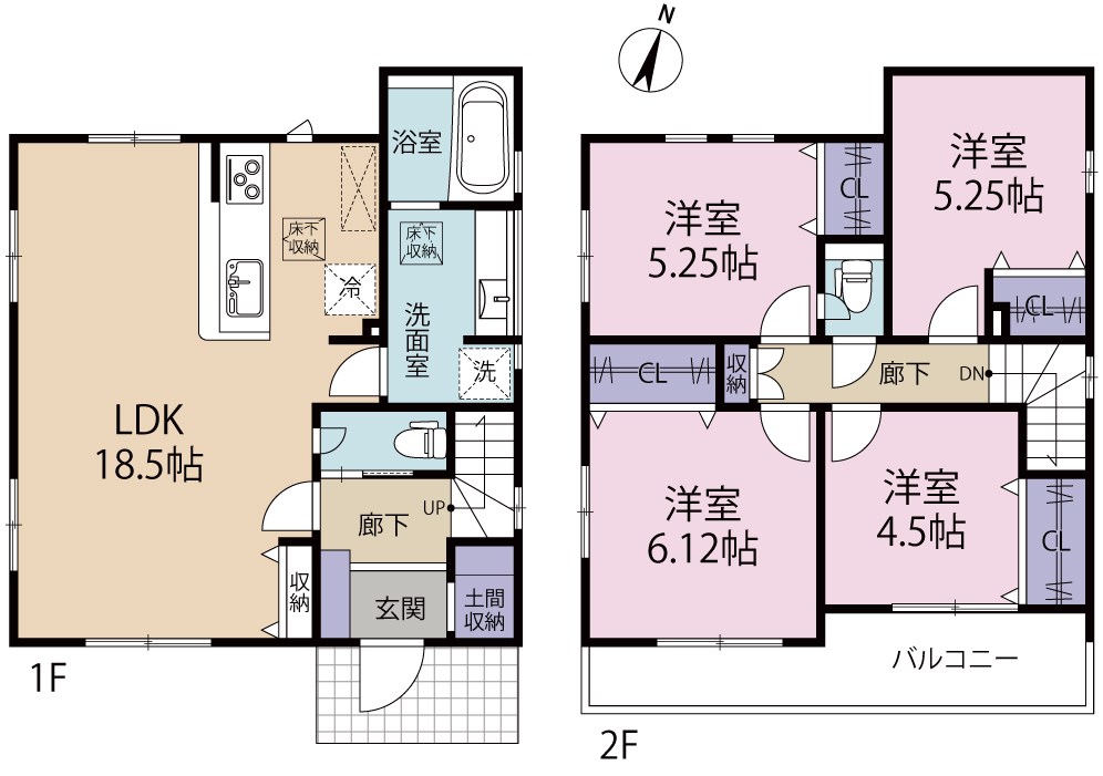 八王子市上柚木　新築戸建　２号棟 間取り図