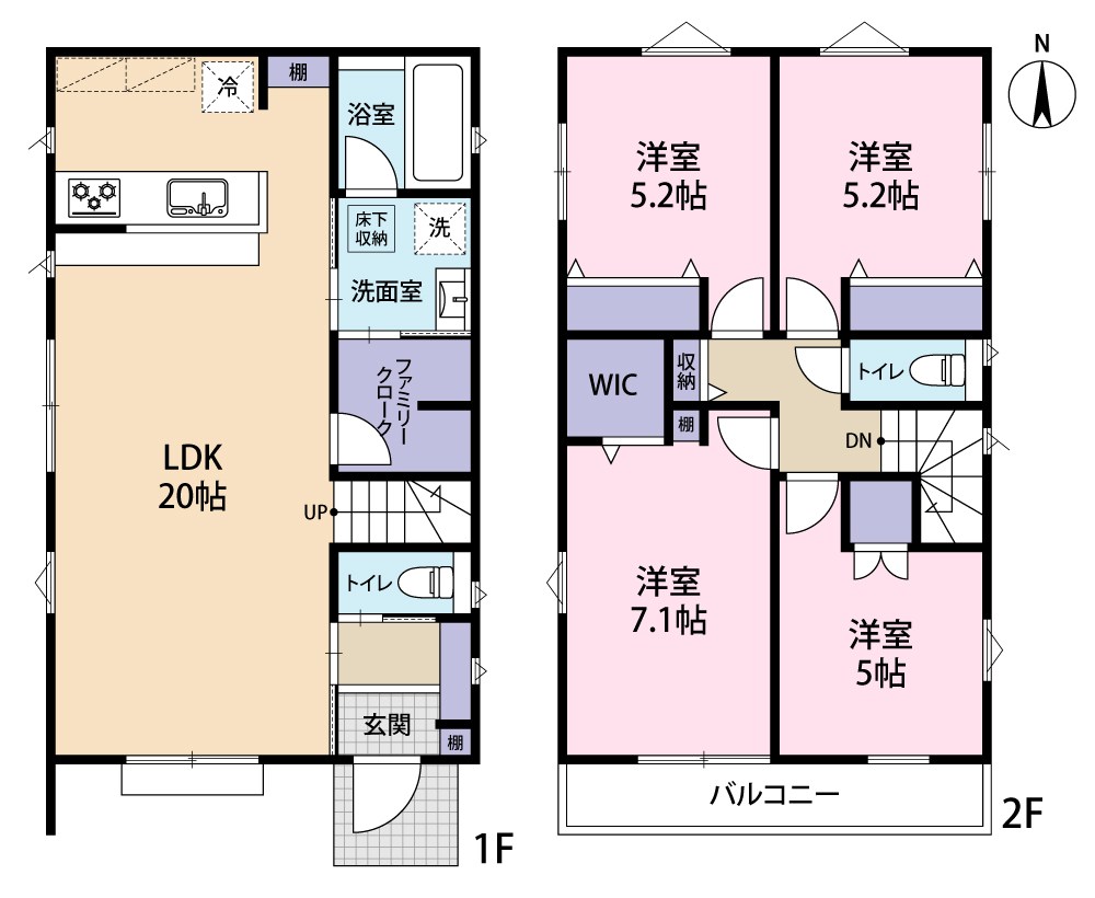 稲城市長沼7期　2号棟 間取り図