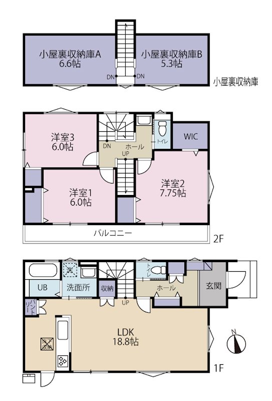 MMプロジェクト　三方角地が生む、陽だまりの住まい 間取り図