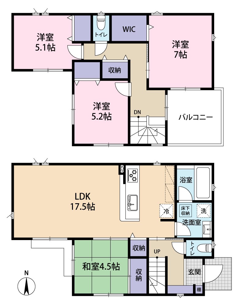 稲城市長沼7期　1号棟 間取り図