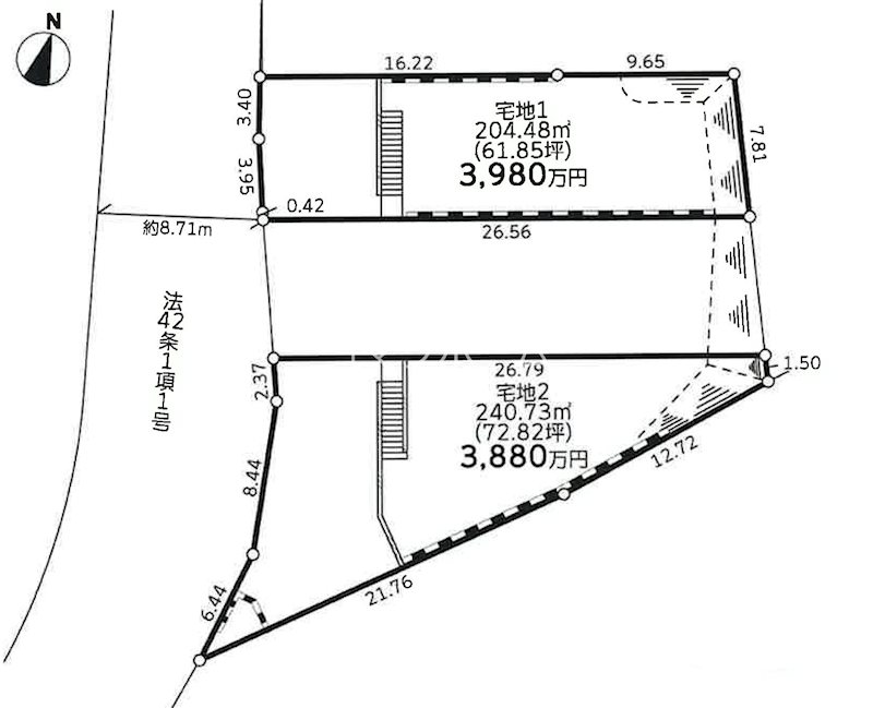 稲城市坂浜　建築条件付売地　NO2 間取り図