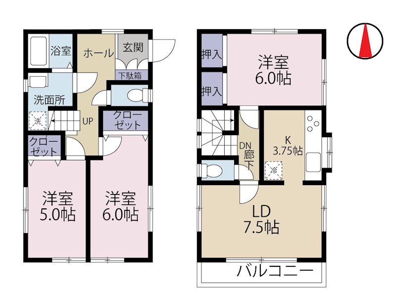 立川市若葉町　【外内装フルリフォーム新築のような中古戸建て】 間取り図