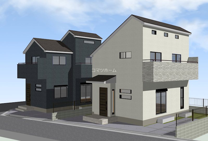 収納力抜群の固定階段式小屋裏収納と、お洒落な外観デザインが魅力です。  外観写真