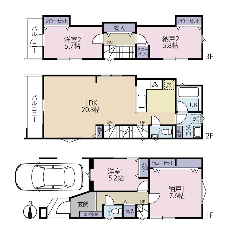 「武蔵小金井」駅徒歩7分の好立地 　B号棟 間取り図