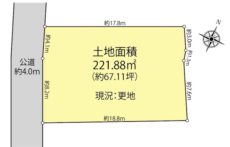 多摩市連光寺　建築条件なし売地 間取り図