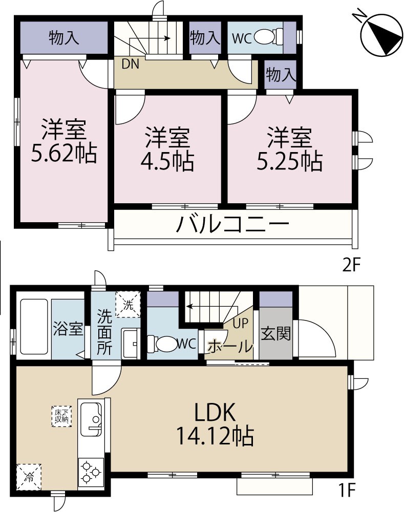 調布市東つつじが丘　新築戸建　A号棟 間取り図