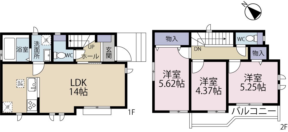 調布市東つつじが丘　新築戸建　B号棟 間取り図