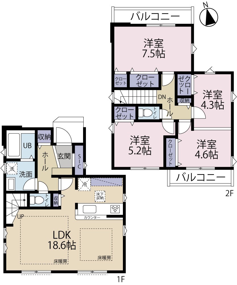 小金井市中町1期1号棟　新築戸建 間取り図