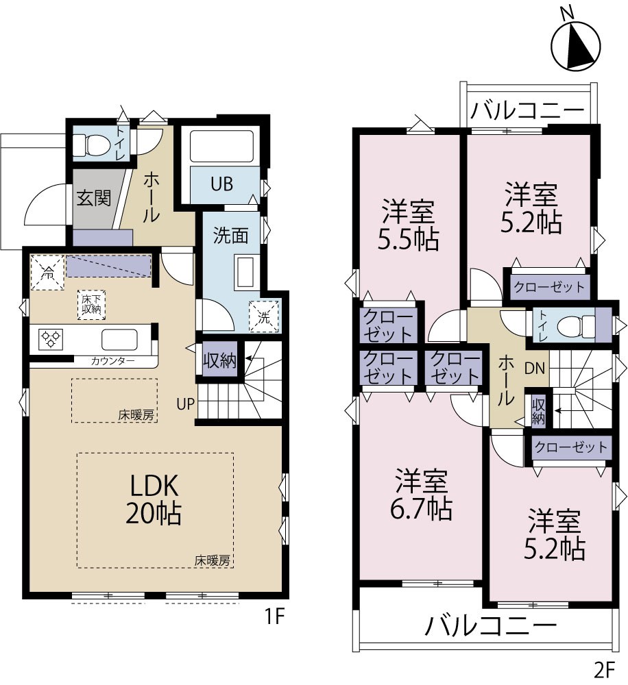 小金井市中町1期3号棟　新築戸建 間取り図