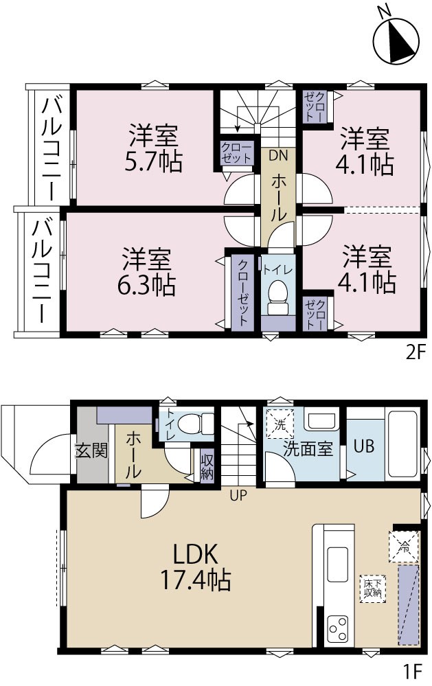 日野市石田2期　1号棟新築戸建 間取り図
