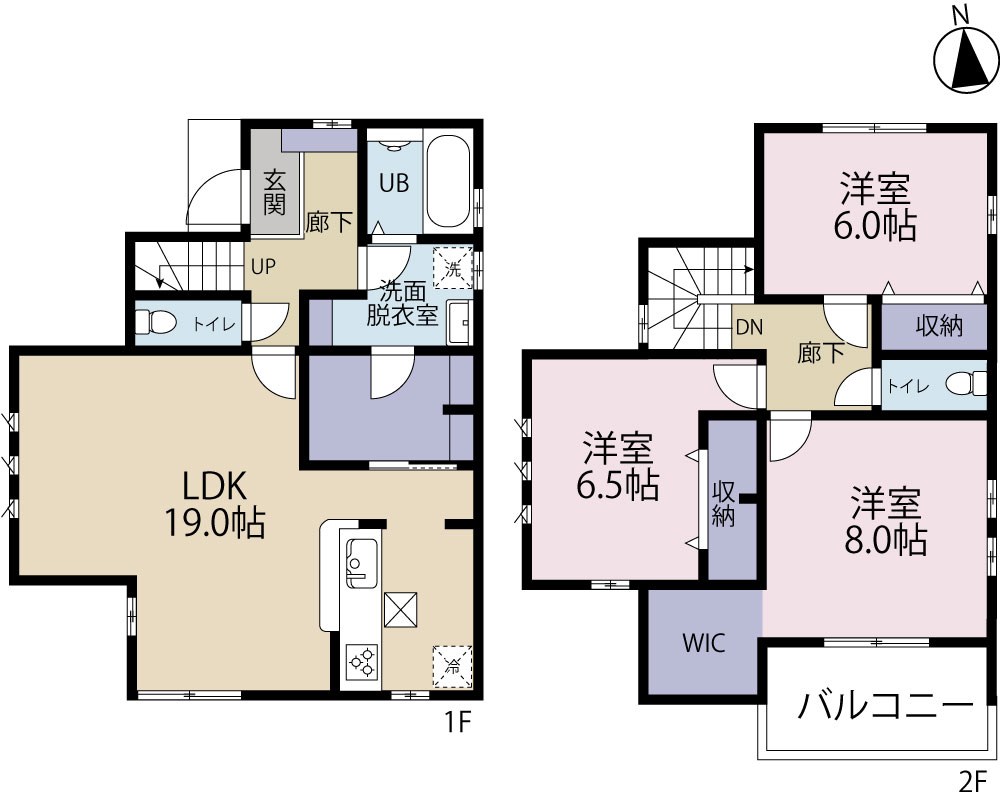 多摩市東寺方　新築分譲戸建て４棟【１号棟】　～2路線利用可！太陽光発電搭載の省エネ住宅～ 間取り図