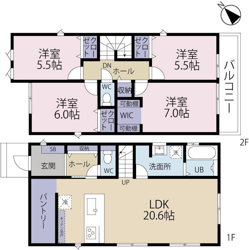 多摩市桜ケ丘２丁目　全２棟/No.1　新築分譲戸建て　―広々LDK＋ZEH水準の快適な邸宅― 間取図・土地図