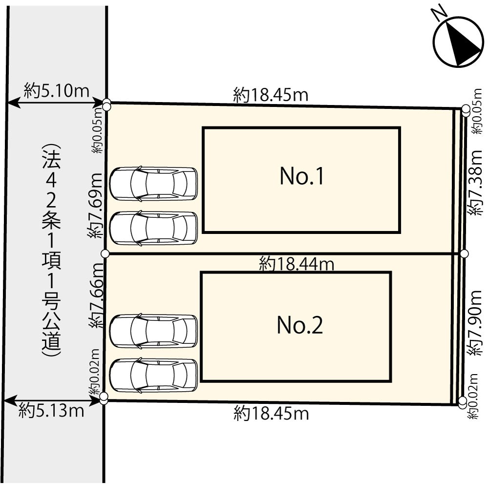 多摩市桜ケ丘２丁目　全２棟/No.1　新築分譲戸建て　―広々LDK＋ZEH水準の快適な邸宅― 全体区画図