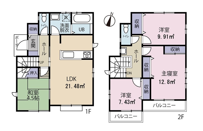 天然木材の木の香る家   無垢フローリングの新築分譲住宅 間取図・土地図