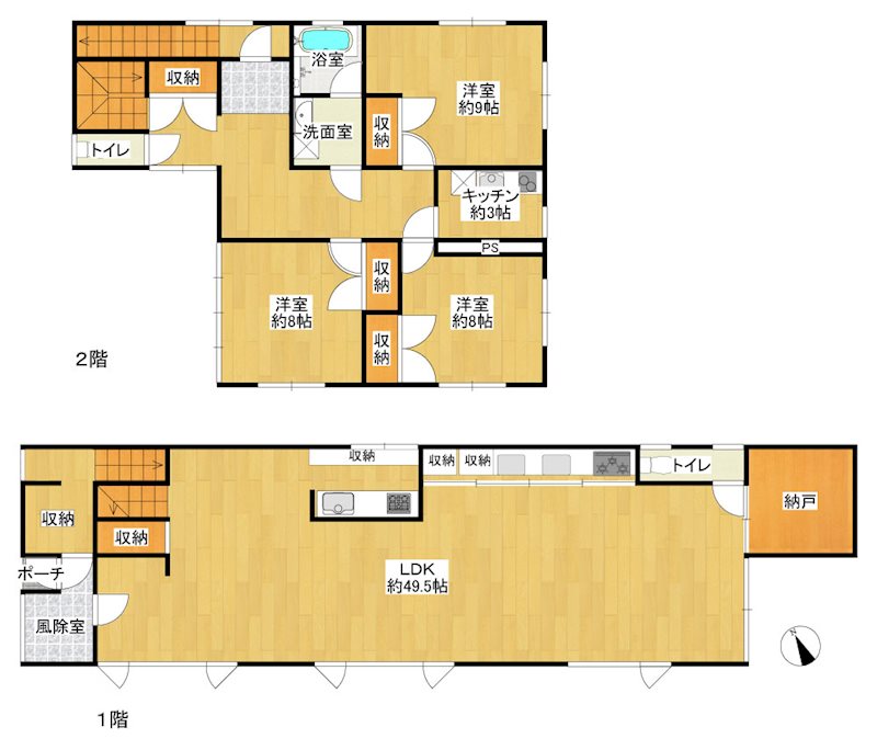 紙漉町店舗付住宅 間取図・土地図