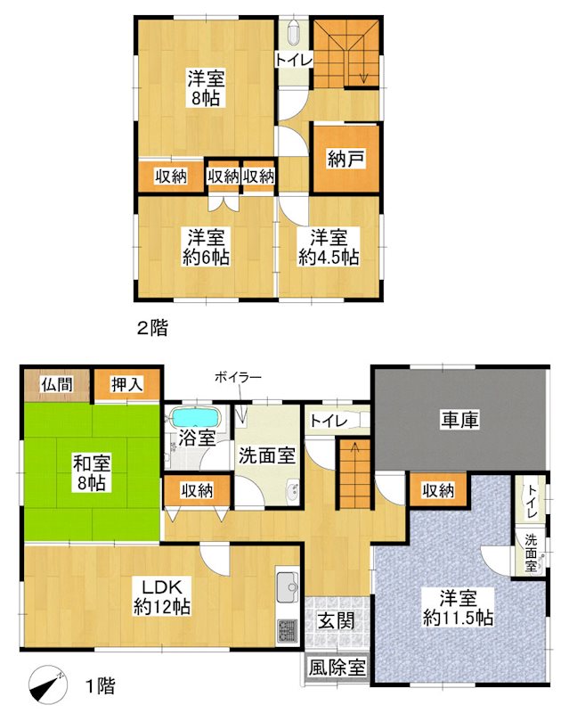 千年四丁目中古住宅 間取図・土地図