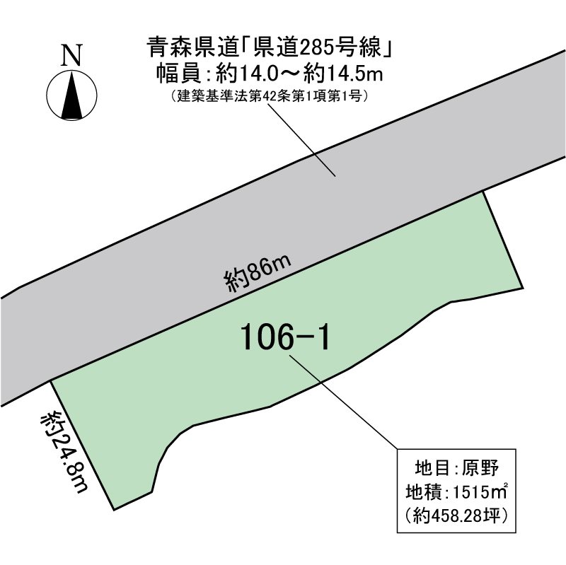 浪岡女鹿沢西富田売地 間取図・土地図
