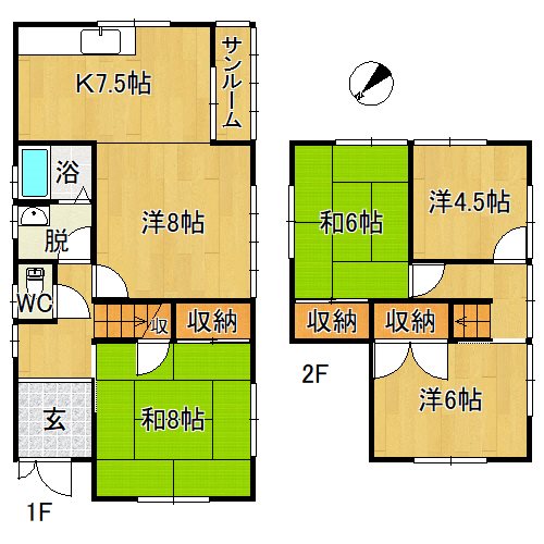 八重田4丁目売貸家 間取図・土地図