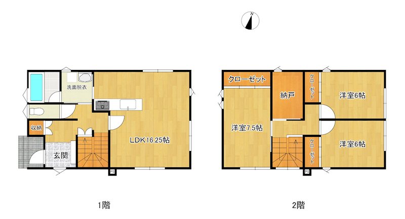 撫牛子一丁目中古住宅 間取図・土地図