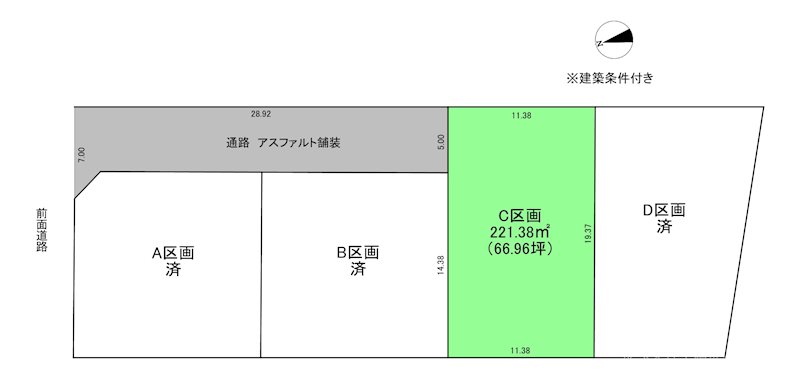 八戸市南白山台2丁目C区画　売土地 間取図・土地図