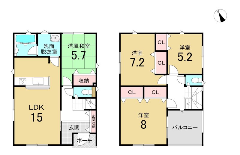 八戸市江陽第8　3号棟 間取図・土地図
