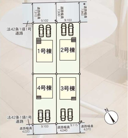 八戸市江陽第8　3号棟 全体区画図