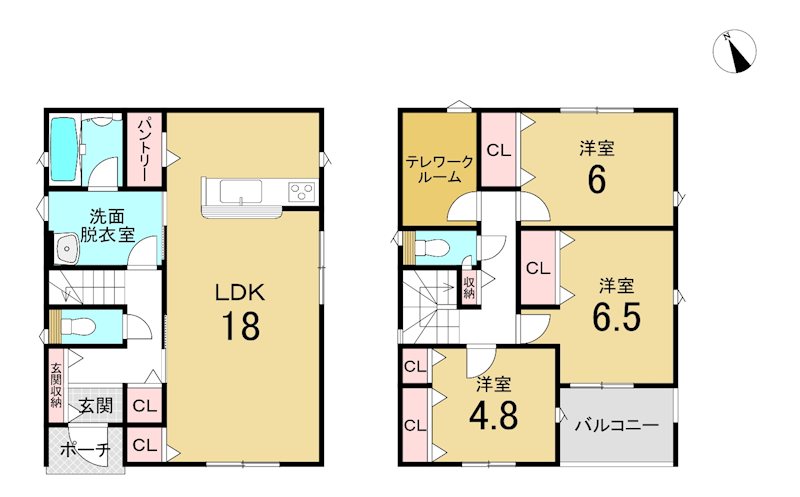 八戸市江陽第8　4号棟 間取図・土地図