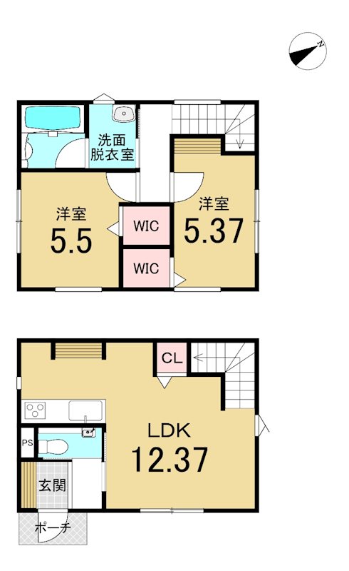 八戸市長根　B棟 間取図・土地図