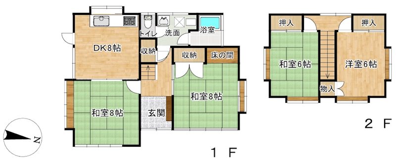 小比内5丁目中古住宅 間取図・土地図