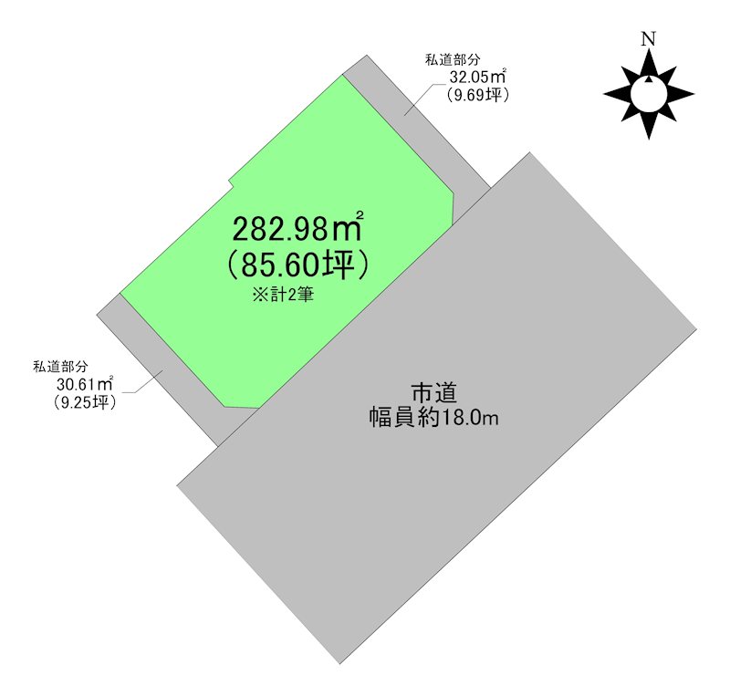八戸市沼館2丁目　売土地 間取図・土地図