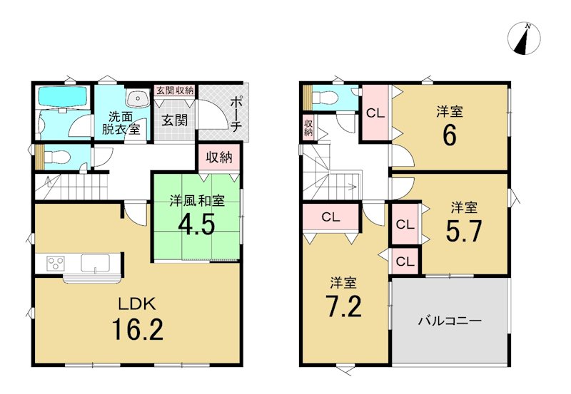 八戸市石堂第11　2号棟 間取図・土地図