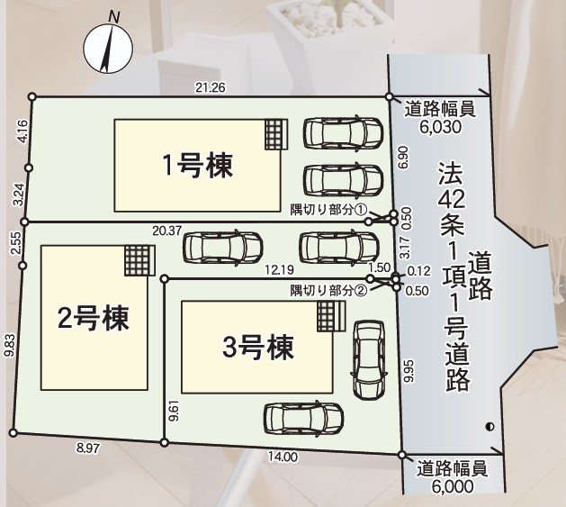 八戸市石堂第11　2号棟 全体区画図